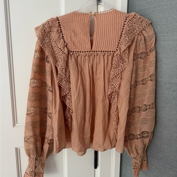 Ulla Johnson Ruffled Lace Blouse in Brown - Picture 3 of 3